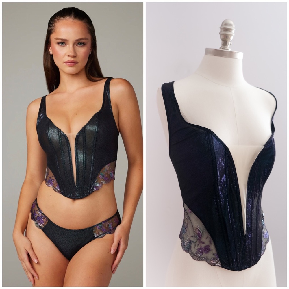 NWT • Savage x Fenty Midnight Sweat Embroidered Bustier